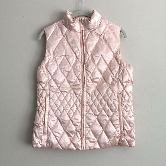 Lands End Pink Goose Down Insulated Puffer Vest Womens Size Small PETITE Ski - Picture 1 of 10